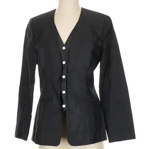 Vintage Randolph Duke The Look Elegant Black Blazer Pinstripe Vest Chic Size 4 S